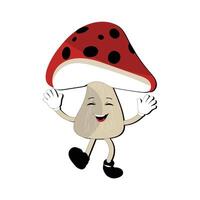 Mushroom character design different expression in vintage style, Kawaii mushroom cartoon mascot character vector illustration. Eps 10