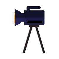 Camera tripod icon and Movie camera on a tripod. Making a movie single icon in monochrome style vector symbol stock illustration web.