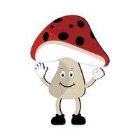 Mushroom character design different expression in vintage style, Kawaii mushroom cartoon mascot character vector illustration. Eps 10