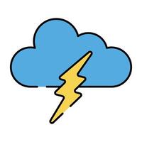 Cloud with bolt, icon of stormy cloud vector