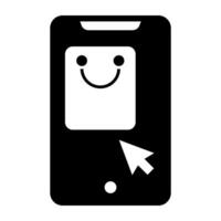 Icon of mobile shopping app, handbag inside smartphone vector