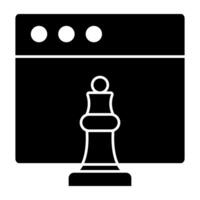 Chess piece on web page, concept of digital strategy vector