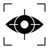 Eye inside reticle, icon of iris recognition vector