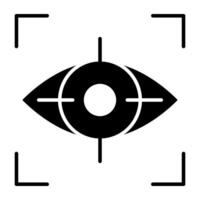 Eye inside reticle, icon of iris recognition vector