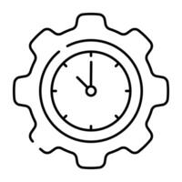 engranaje dentro reloj, icono de hora administración vector