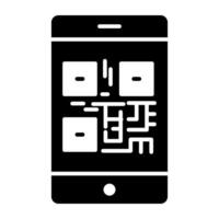 Qr code inside smartphone, flat design of mobile barcode vector