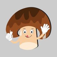 Mushroom cartoon character in various gestures, Set illustration mushroom mascot with various different expressions of cute emotion in comic style for graphic designer, vector illustration