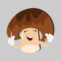 Mushroom cartoon character in various gestures, Set illustration mushroom mascot with various different expressions of cute emotion in comic style for graphic designer, vector illustration