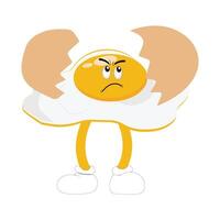 Fried egg with cute face lying cartoon illustration. Chicken egg for breakfast. Happy fried egg character. Easter, cooking, food, emotion concept vector