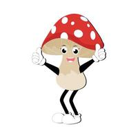 Mushroom character design different expression in vintage style, Kawaii mushroom cartoon mascot character vector illustration. Eps 10