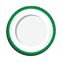 Dish, Empty plate with knife and fork  isolated on a white background. Plate circle icon with long shadow. Flat design style vector