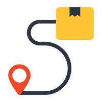 A flat design icon of parcel route vector