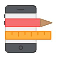 Pencil with scale icon, vector design of geometry tools