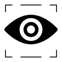 Eye inside reticle, icon of eye tracking vector