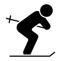 A filled design icon of skiing vector