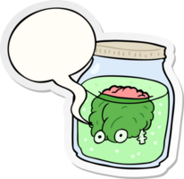 cartoon spooky brain floating in jar with speech bubble sticker png