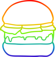 rainbow gradient line drawing of a stacked burger png