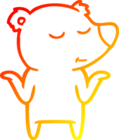 warm helling lijn tekening van een gelukkig tekenfilm beer schouderophalend schouders png