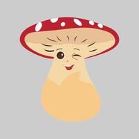 Mushroom cartoon character in various gestures, Set illustration mushroom mascot with various different expressions of cute emotion in comic style for graphic designer, vector illustration