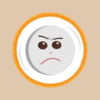 Plate cartoon character, with different expressions, happy mood, sad, angry, facial expressions, with different emotions vector