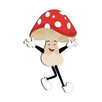 Mushroom character design different expression in vintage style, Kawaii mushroom cartoon mascot character vector illustration. Eps 10