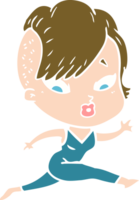 flat color style cartoon surprised girl png