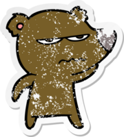 verontruste sticker van een cartoon van een boze beer png