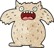 grunge texturerad illustration tecknad serie yeti monster png