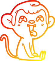 warm gradient line drawing of a crazy cartoon monkey png