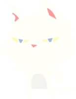tough flat color style cartoon cat pointing png