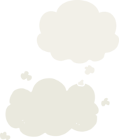 cartoon cloud with thought bubble in retro style png