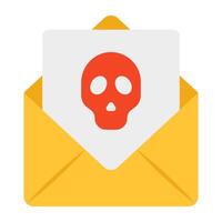 Skull on letter denoting concept of hacked mail vector