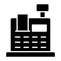 Invoice machine icon, flat design of cash register vector