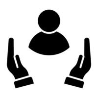 Person inside hands, icon of customer care vector