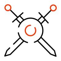 A linear design, icon of cross swords vector