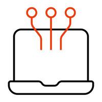 Nodes connected with minicomputer showing concept of laptop network vector