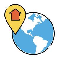 House building inside marker, icon of home location vector