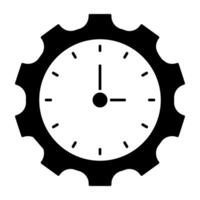 Vector design of time management, clock inside gear