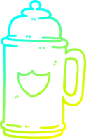 cold gradient line drawing of a cartoon golden tankard png