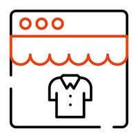 comprar camisa en línea icono, web compras editable vector