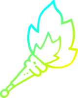 cold gradient line drawing of a cartoon flaming torch png