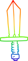 rainbow gradient line drawing of a cartoon dagger png