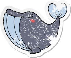 pegatina angustiada de una ballena de dibujos animados png