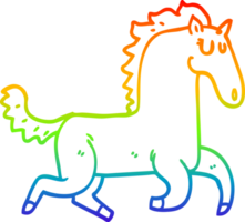 rainbow gradient line drawing of a cartoon magnificent stallion png