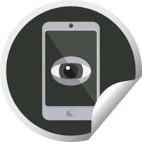 cell phone watching you graphic   illustration circular sticker png