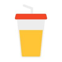 Juice cup with straw, takeaway drink icon vector