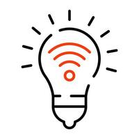 Wifi signals inside light bulb, icon of smart idea vector