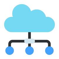 Cloud with connected nodes, flat design of cloud network vector