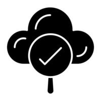 Cloud with magnifying glass, icon of search cloud vector