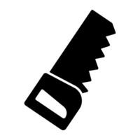 A wood cutting tool icon, solid design of saw vector